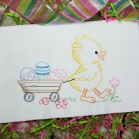 Vintage Stitch Easter Chick Machine Embroidery Design